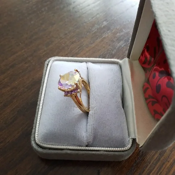 Mercury Mystic Topaz Cut Gemstone Ring In Gold Over Sterling Silver. - Picture 3 of 5